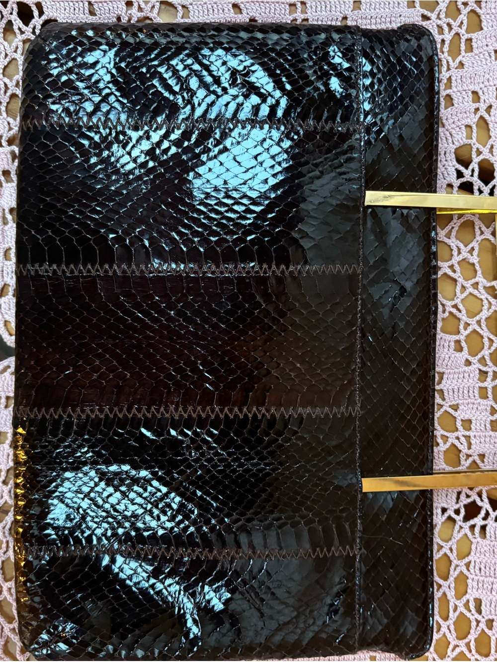 Vintage ALNI Spain Genuine Python Skin Leather Clutch / Evening Bag - Rare - Picture 3 of 9